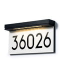 LED Illuminated Address Plaque With Solar Power For Home Exterior, 3000K Warm White Night Visibility, sleek black frame design