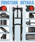Function details of Beefy 20x4.0 Fat Tire EBike Air Suspension Fork With 185mm Travel 135mm Hub 9mm QR Double Shoulder Air Shock