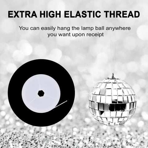 24 Pcs Mirror Disco Balls Hanging Set In Four Sizes 2.4 Inch, 2.0 Inch, 1.6 Inch, 1.2 Inch, Silver Glass Ball Ornaments For Disco Party Decor with Elastic Thread