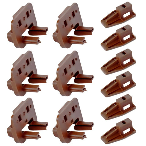 6 Piece Heavy Duty Drawer Slide Repair Kit Reinforced Hard Plastic Replacement Glides For Kitchen Cabinets And Dresser Drawers, brown glides.