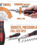 Get Your Mechanic Tool Set Ready For Any Ride With These Heavy Duty Ratchet Handles And Magnetic Screwdrivers Featuring Torx Bits For Serious Car Maintenance And Hardware Repairs That Feel Totally Cool. Red metal ratchet handle with 180° swivel and sockets