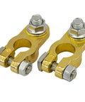 Beefy Brass Top Post Battery Terminal Connectors Set For Positive And Negative, Marine Car Boat RV Ready, 1 Pair