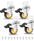 Rock Solid Side Mount Caster Wheels With Brake Set Of Four One Inch L Shaped Swivel Casters For Furniture Tables Carts Smooth Rollin thirty six degree spin up to seventy pounds with a screwdriver and screws.