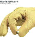 Double Layered Leather Work Gloves for Men With Arc Rated Puncture Resistant Safety 3D Construction holding small bolt