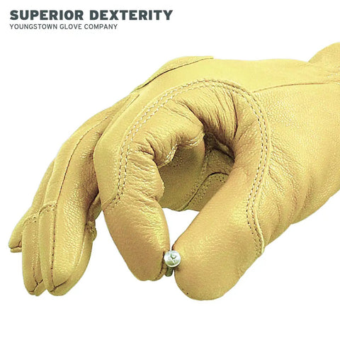 Double Layered Leather Work Gloves for Men With Arc Rated Puncture Resistant Safety 3D Construction holding small bolt
