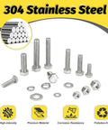 Thirty Set Quarter Inch By Twenty Hex Bolt Kit With Nuts Flat Washers And Split Lock Washers 120 Pieces 304 Stainless Steel