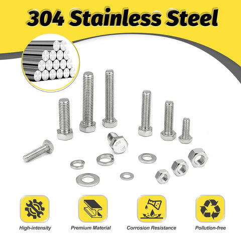 1/4-20 X 1/2 Inch Hex Bolt And Nut Set With Flat And Lock Washers Full 140 Piece Hardware Kit For No Sweat Repairs and Slick Swaps with steel fasteners