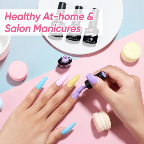 Applying Pastel Gel Nail Polish Set 12pcs Vegan Cruelty Free Soak Off UV LED Cure Nail Art Kit on nails