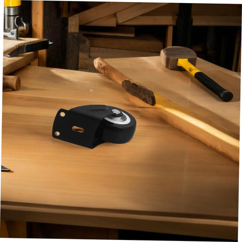 Heavy Duty Sliding Door Track Roller Wheels Four Pack Glides Smooth With Zero Drag Barn Door Hardware on wooden workbench.