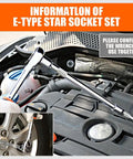 Using 11 Piece E Torx Socket Set External Star Sockets E4 Through E20 With Rail on car engine and wheel