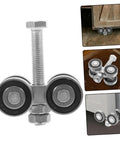 Top Shelf Stainless Steel Sliding Door Wheels Replacement Kit Featuring Dual Bearing Pulleys for smooth barn door upgrades.