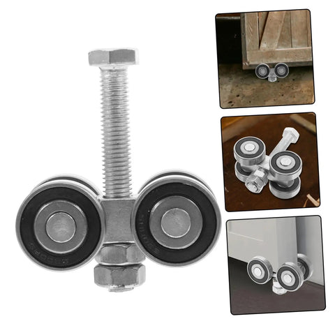 Top Shelf Stainless Steel Sliding Door Wheels Replacement Kit Featuring Dual Bearing Pulleys for smooth barn door upgrades.