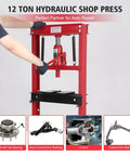 12 Ton H Frame Hydraulic Press For Benchtop Shop Use With Dual Press Plates Heavy Duty Steel Construction shown in use