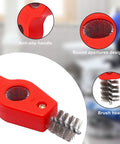 Front view of a red 4-in-1 copper pipe cleaner (2-pack) with anti-slip handle and wire brush head for brazing and plumbing.