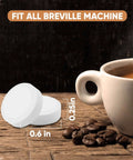 Pro Grade Espresso Machine Cleaning Tablets Kit, 100 Tablets For Jura, Miele, And All Brands, shown with cup of coffee