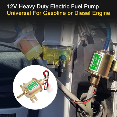 12V Low-Pressure Electric Fuel Pump Kit With Filter, 6.56 Ft 5/16 Inch ID Fuel Line, Durable Wiring for carburetors and engines