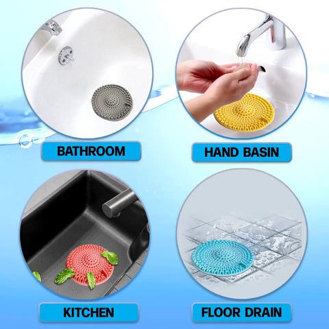 7 Pack Includes 3 Clog Removers And 4 Silicone Hair Catchers For Shower And Bathroom Drains in various drain settings