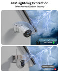 Image showing Two-Way Audio PoE Security Camera System Outdoor With 5MP Wired Cameras And 4K 8-Channel NVR, lightning protection feature.