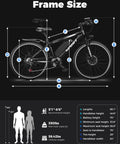 Powerful 1500W Peak Mountain Electric Bike With 26 Inch All Terrain Wheels frame size and dimensions guide for adults