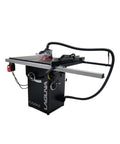 Workhorse Cabinet Tablesaw Boasting A Beefy 7.5Hp Motor Integrated Dust Collection Gear and Factory Fresh Blade, side view showing dust collection.