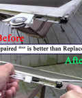 No Fuss Heavy Duty Lower Sliding Screen Door Roller Assembly With 1-1/4 Inch Nylon Concave Wheels for patio door repair before and after.