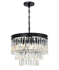 Black Finish 3-Tier Crystal Chandelier Showstopper Lighting Fixture With Real K9 Crystals, pendant ceiling light