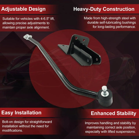 Front Adjustable Track Bar For Jeep Cherokee XJ 1984 To 2001 With 4 To 6.5 Inch Lift Kit Panhard Bar Rod And Relocation Bracket Off Road Ready Upgrade For Improved Steering And Stability, steel with bushing and bracket