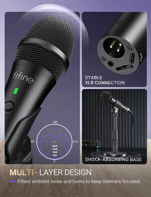 Dual USB And XLR Dynamic Desk Mic For Podcasts With Mute Button And Adjustable Stand Windscreen Great For Streaming Voiceover And Studio Use On Desktop, mic and XLR port