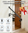 Heavy Duty Wall Mounted Outdoor Stair Handrails Sized Perfect For One To Two Steps sleek wrought art grab rail beside entry door.