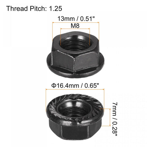 M8 Serrated Flange Hex Lock Nuts, Beefy Carbon Steel With Black Oxide Coating, Ninja Tight Self Locking Fasteners, Hella Durable Auto Hardware, 20 Piece Toolkit Essential For Quick Fixes And Garage Grind