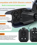 Universal Nacs To Ccs Adapter For Tesla Supercharger Dc Fast Charging with mechanical locking system for electric vehicles.