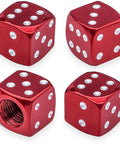 Dice Style Tire Valve Stem Caps With O Ring Universal Aluminum Alloy Dustproof Covers For Cars SUVs Trucks Motorcycles And Bicycles Red 4 Pack Easy Install Weather Resistant