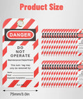 Heavy Duty Lockout Tagout Tags Reusable Do Not Operate Labels For Industrial Jobsite Maintenance Featuring Tough Metal And Pvc Build with size dimensions.