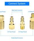 Diagram of Eight Piece One Quarter Inch NPT Quick Connect Air Hose Fittings Kit with couplers and plugs, alloy steel, 1/4 NPT threads