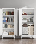 Huge 61 Inch Farmhouse Pantry Cabinet With Two Barn Doors, White Finish, Four Storage Tiers And Three Adjustable Shelves