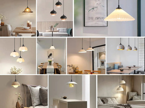 Industrial Mini Pendant Light Kit With Edison Retro Vibe And UL E26 Socket Vintage Pendant Cord Adjustable Ceiling Hanging Lights For Kitchen Island Living Room Bar Black in various modern room settings.