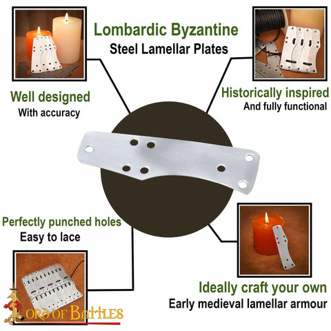 Beefy Steel Lamellar Armor Plates Set Of 100 For Reenactments 20 Gauge Craft Scale Medieval Armor Display with Candles and Details