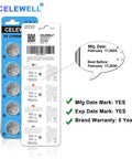Premium CR1620 3V Lithium Coin Batteries 5 Pack delivering 70mAh, features packaging details, and warranty information.