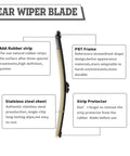 Complete Rear Wiper Arm And Blade Kit Swap For Ford Escape 2013 To 2023 And Explorer 2011 To 2023 with rubber strip and stainless steel.