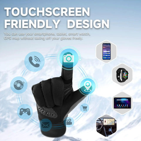 Winter Balaclava Gloves Set Windproof Thermal Ski Mask For Men And Women showcasing black touchscreen glove with icons