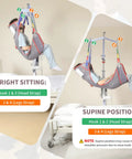 EHUCONHEEL Full Body Mesh Patient Lift Sling Universal Transfer Aid For Electric Ceiling Hoist, showing upright and supine positions.