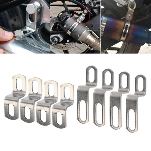 Stainless Steel Motorcycle Exhaust Pipe Mounting Bracket For Secure Install And Enhanced Stability, shown on exhaust