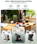 Reusable Aluminum Foil Lids For Nespresso VertuoLine Pods Easy Seal shown with VertuoLine coffee machine on table