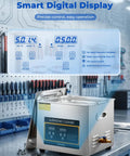 Heavy Duty Ultrasonic Cleaner With Built In Heater And Digital Timer Stainless Steel 10 Gallon Basin for precise control settings.