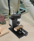 Mini Drill Press For Jewelry Making And PCB Projects Dope Precision Benchtop Drilling Machine 110V on workbench with wood pieces