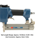 Pro Grade Cast Aluminum Air Brad Nailer For Woodworking and Ceiling Trim with ergonomic grip and loading chamber.