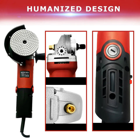 Powerful 860W 110V Wet Polisher Grinder With Variable Speed Control shown with textured pads and ergonomic design details.