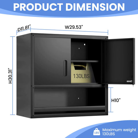 Premium Heavy Duty Wall Mounted Metal Storage Cabinet Lockable Garage Tool Organizer Hanging Workshop Box Fits Like A Glove And Kicks Your Daily Clutter To The Curb