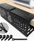 No Drill Under Desk Cable Management Tray With Clamp On Design, Heavy Duty Metal Wire Organizer, 13.8 x 5.3 x 4.7 inches, Black