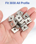 Hand holding M6 Sliding T Nuts For 3030 Aluminum Extrusion 30 Pieces Hammer Head Drop In Nuts 8 mm European Standard Carbon Steel
